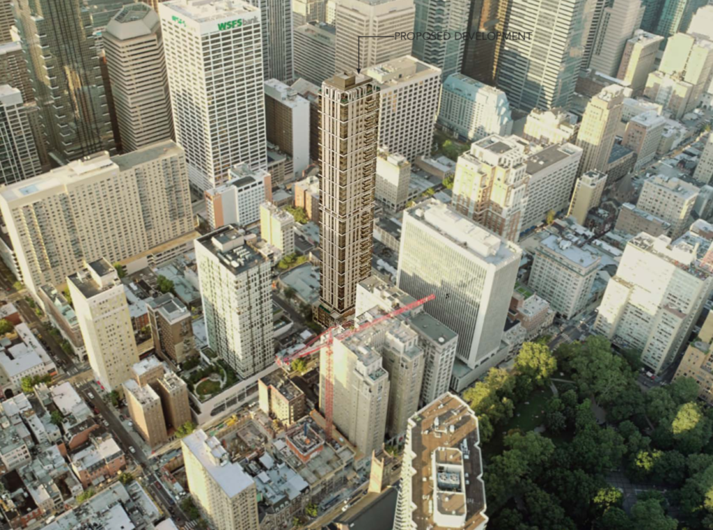 aerial rendering Pearl Properties tower